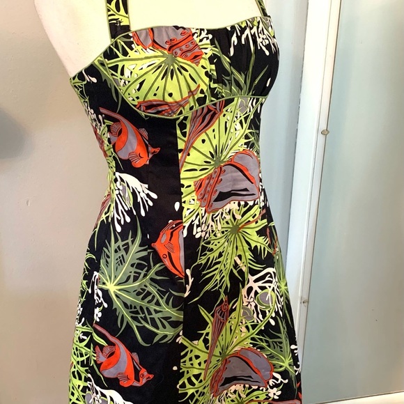 Tropical Print Halter dress sleeveless Small 6 Spring Summer Nanette Lepore - Picture 8 of 14
